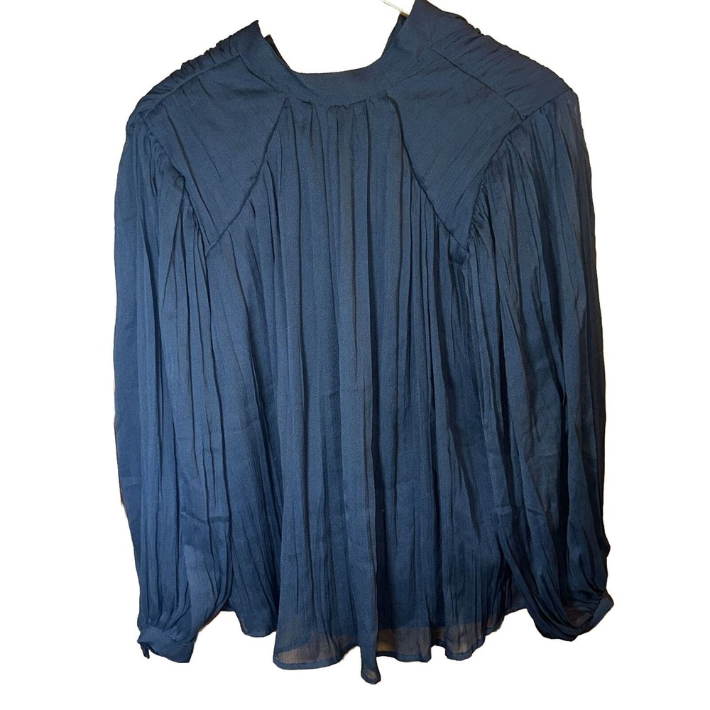 ASOS‎ Black Pleated Chiffon Blouse Open Back Tie size 4